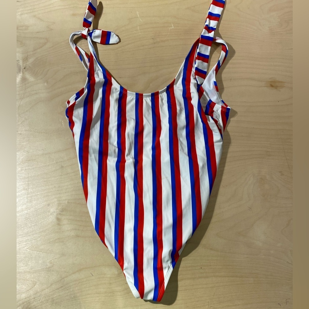 NOBO Striped Swimsuit - Red, Blue, and White 1X(17) (LM)